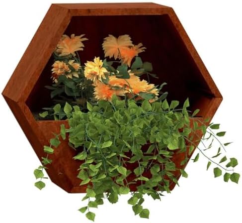 Wall Planter Set of 2, Rustic Corten Steel Vertical Garden Hanging Pots for Outdoor Balcony and Patio Decor, Weathered Metal Finish, 11.8 x 3.9 x 9.8 in - Image 3