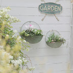 2-Piece Green Metal Planter Wall Hanging Baskets Decor Half-Moon Wall Mount Planter Set for Shabby Chic Farmhouse Outdoor Indoor Wall Decor - Image 4