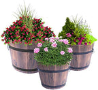 Wooden Whiskey Barrel Planters (Set of 3) by Gardenised