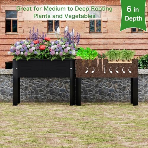PROXRACER Raised Garden Bed with Detachable Tall Legs Elevated Metal Planter Box for Growing Fresh Herbs Vegetables Flowers Succulents&Other Plants for Outdoor Backyard Patio Deck Balcony Black - Image 7