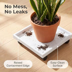15.3 Inch Square Rolling Plant Caddy Saucer with Wheels, Heavy Duty Wheeled Planter Stand for Potted Plant, Coaster Roller Base Tray with Casters, Flower Pot Dolly Holder for Indoor Outdoor - Image 2