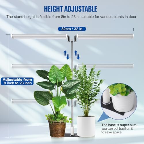 Standing LED Grow Light，Adjustable Dual Head T12 Bar Plant Light, White 6500K Full Spectrum Plant Grow Lamp on Stand for Indoor Plants Seed Starting, Seedlings, Veg, Flower - Image 3
