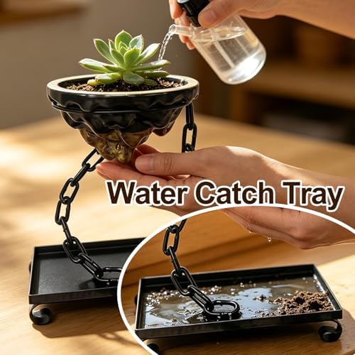 Ceramic Bonsai Pot with Iron Stand & Drip Tray - Image 3