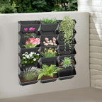 Hanging Planting Grow Bags, 18 Pockets Hanging Vertical Wall Planter, Vertical Greening Flower Container, Outdoor Indoor Grow Flower Pot Bags for Deck, Porch, Garden, Railing, Fence (Black) - Image 3