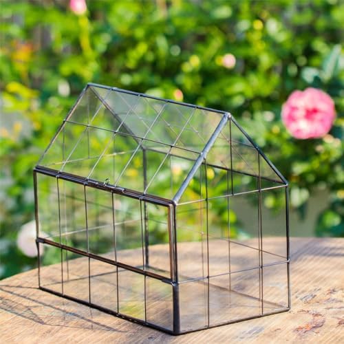 NCYP Geometric Glass Terrarium with Front Opening Door, House Shape Closed Micro Landscape Terrarium Planter for Moss, Fern, Small Tropical Plants, Cacti - Home Indoor Tabletop Decor (No Plants) - Image 6