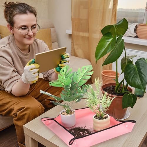 HARFINGTON 2pcs Repotting Mat 39.4" x 59.1" Oxford Cloth Waterproof Plant Repotting Mat Foldable Portable Gardening Potting Tray with Metal Buckle for Indoor Plant Change Soil, Dark Green - Image 7
