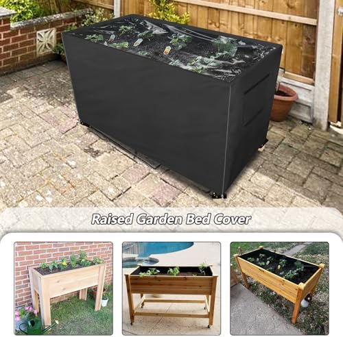 Outdoor Raised Garden Bed Winter Cover with Transparent PVC Top Window,Waterproof Heavy Duty Covers with Split Zipper for 48 x 24 x 30 inch Elevated Wood Planter Box Stand(Black,Cover only) - Image 5
