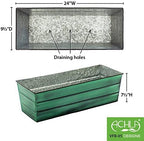 Achla Designs Galvanized Window Flower Box Planter-Green-Medium (24" L x 9.5" W x 7.5" H) - Image 2