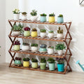 Plant Stand, Bamboo Flower Pot Display Rack Modern Flower Shelf Living Room Floor-Standing Multi-Layer Foldable Indoor Balcony Succulents Ladder Shelf,B-100 * 25 * 57cm by Unknown