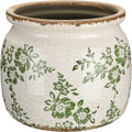 5.9'' Vintage Ceramic Planter, Ice Crack Glaze Green Ditsy Floral by Unknown