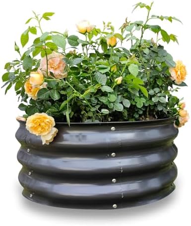 GARDMAX 2x2x1FT Galvanized Round Raised Garden Bed Kit, Metal Planter Boxes Outdoor with Easy Assembly, Large Garden Bed for Vegetables, Fruits, Flower, Herbs Dark Gray by ChooseGardmaxforbetterlife