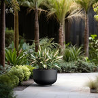 Kante Accent Round Pedestal Black Concrete Planter 17.7" Dia, Outdoor - Image 6