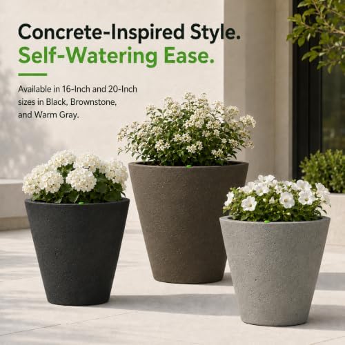 Algreen 89806 Self Watering Planter, 16-Inch, Warm Gray - Image 2