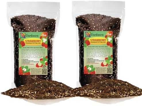 Gardenera Strawberry Premium Potting Soil Mix - Ideal Blend for Growing Robust and Flavorful Strawberries - 10 Quart by Gardenera