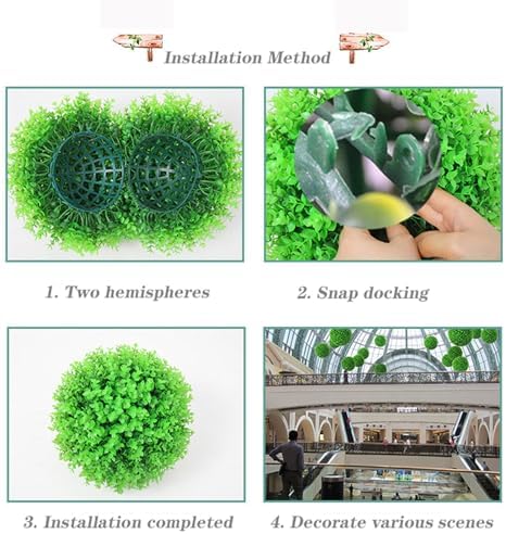 Artificial Plant Topiary Ball Dia 20in, Faux Decorative Balls, Decorative Faux Dried Moss Balls, Garden Spheres Outdoor, Outdoor Green Topiary Sphere Garden Ball, Tree and Bush Substitute - Image 7