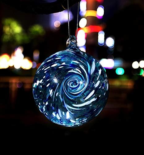 6-Inch Solar Powered Hanging Galaxy Glass Gazing Ball Outdoor Garden Decoration (Aqua-Blue) by Unknown