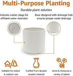 Amazon Basics Fluted Ceramic Planter Pot for Indoor Outdoor Plants, Round Flower Pot with Drainage Hole, 8-inch, White - Image 2