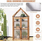 LDAILY Cold Frame Greenhouse, Wooden Raised Flower Planter Shelf w/ Triangular Top Grow Protection, Double Doors, Greenhouse Cabinet for Outdoor Patio Balcony Garden Backyard, 27" L x 16" W x 58" H - Image 5