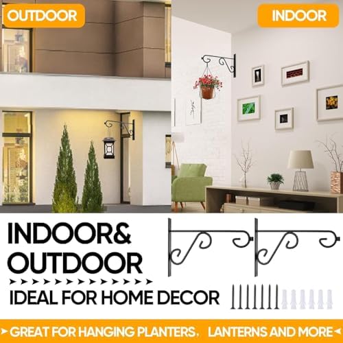 Plant Hanger Bracket Bulk 16Pack Black 9In Metal Wall Hook Indoor Outdoor - Image 4