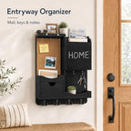 Key Holder Wall Mount with Drawer and Mail Organizer, Black - Image 4