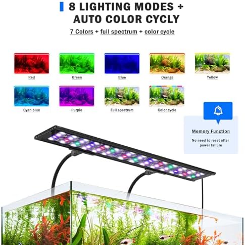 AQQA Clip On Aquarium Light, 24/7 & DIY Mode Full Spectrum Fish Tank Light - Image 5