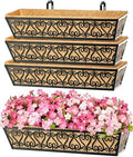 4 Pack 30 Inch Deck Railing Planter Box - Window Boxes Planters with Adjustable Brackets Coco Liners Balcony Planters Railing Hanging for Window Flower Boxes Outdoor Garden Decor by EINYEXW