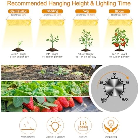 LED Grow Light, SP1500 Sunlike Full Spectrum Dimmable Plant Lights with Thermometer, Growing Lamps for Indoor Plants Seedlings Veg Bloom 4.5x4.5ft - Image 5