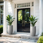 Kante Large Round Tapered Pale Gray Concrete Planter 24" Tall, Outdoor - Image 4