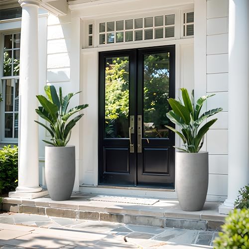 Kante Large Round Tapered Pale Gray Concrete Planter 24" Tall, Outdoor - Image 4