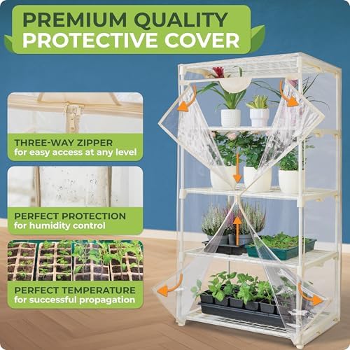 CARPATHEN Indoor Greenhouse with Grow Light, 4 Tiers 27.2"L x 19.3"W x 54"H - Image 5
