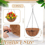 Dandat 1 Pack Metal Hanging Planter Basket, Coconut Coir Liner, 14 Inch - Image 2
