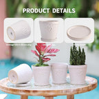 4.5" Ceramic White Planter Pots with Saucers Set of 4 - Image 2