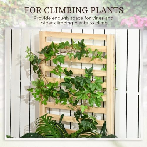 Outsunny Raised Garden Bed Trellis, 2 Compartments, 43 Inch, Natural Tone - Image 3
