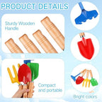48 Pcs 8" Kids Gardening Tools, Metal Beach Sandbox Digging Toys with Wooden Handle, Including Shovel, Rake, Fork and Trowel, Garden Sand Snow Tools for Children Gift Outdoor Gardening - Image 5