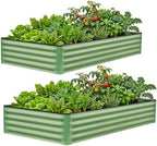 2 Pack 6x3x1 FT Galvanized Raised Garden Bed, Green by IGOHEALS-Akindofmagic