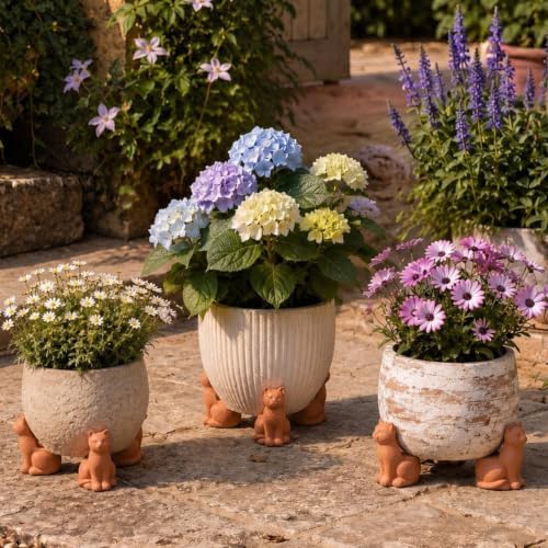 LemonRoad 12 Set Cat Pot Feet for Outdoor Planters, Terra Cotta Cement - Image 6