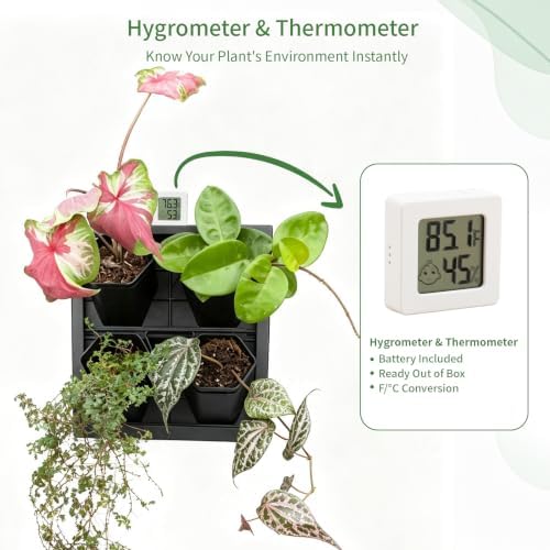 FRESH SPEED Self-Watering Wall Planters with Hygrometer&Thermometer-4 Pots - Image 3