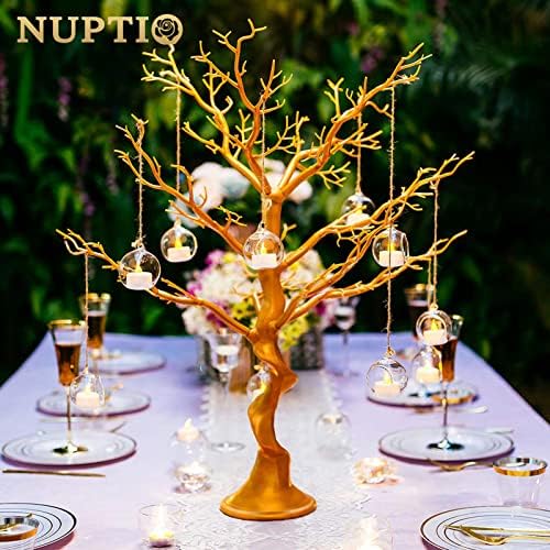 108 Pcs Mini Hanging Tealight Holder with LED Candles, 2.36in Hanging Glass Globes Candle Holder, Hanging Glass Terrarium Glass containers for Wedding Party Tree Decoration (Contains LED Candles) - Image 2