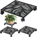 2-pack 13.5 Inches Square Metal Plant Caddy with Wheels Heavy Duty Large Rolling Plant Stand Indoor Outdoor Wheeled Planter Dolly Cart with Lockable Casters Flower Pot Mover Roller Trolley, Black by Unknown