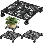 2-pack 13.5 Inches Square Metal Plant Caddy with Wheels Heavy Duty Large Rolling Plant Stand Indoor Outdoor Wheeled Planter Dolly Cart with Lockable Casters Flower Pot Mover Roller Trolley, Black by Unknown