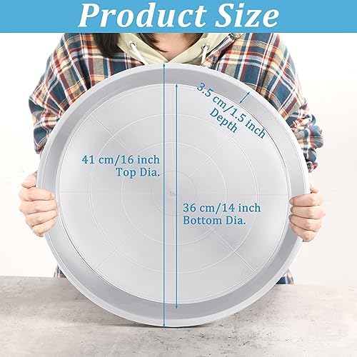 Eccliy 12 Pcs Plastic Plant Saucers Tray, White, 16 Inch, Round - Image 2