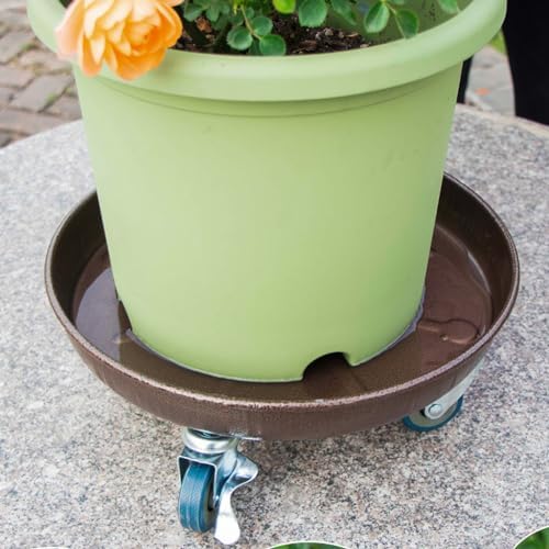 12" Heavy Duty Plant Dolly with Wheels, 200lbs Metal Rolling Plant Stand with Casters, Round Wheeled Planter Caddy Roller Base Carry Potted Tree Flower Pot for Indoor Outdoor Garden, 2 Pack, Bronze - Image 3