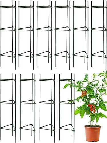 Chunful 10 Packs Tomato Cages for Garden Support up to 48", Green by Chunful