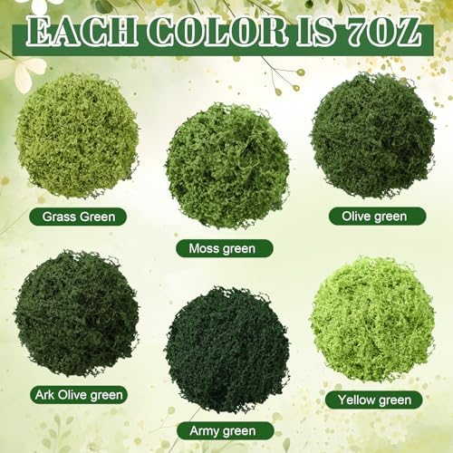 Suncalla 6 Colors Artificial Moss for Crafts 43.32oz/2.7lb Fake Green Moss Faux Grass for Potted Plants Indoor Bulk Large Capacity Fairy Garden DIY Decoration Model Making Walls Table Decors Home - Image 4