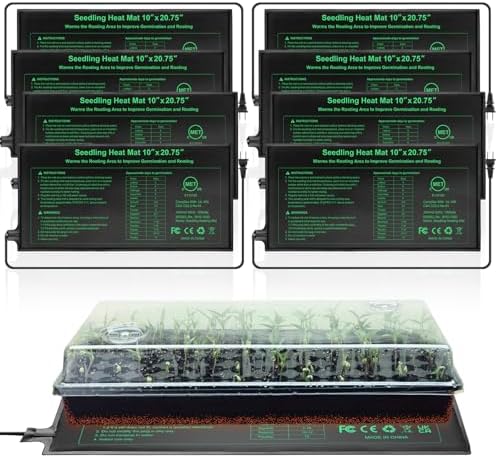 Seedling Heat Mat 8 Pack, 10" x 20.75" MET-Certified Warm Hydroponic Heating Pad, Waterproof Warm Hydroponic Plant Heating Mat for Germination, Greenhouse Grow Seed Starter by HYDGOOHO