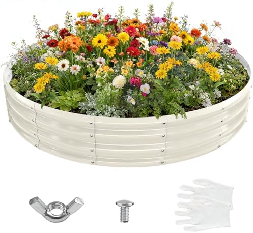 12 Inch Tall 72 Inch Diameter Round White Raised Garden Bed Kits Outdoor by YSEJOMP