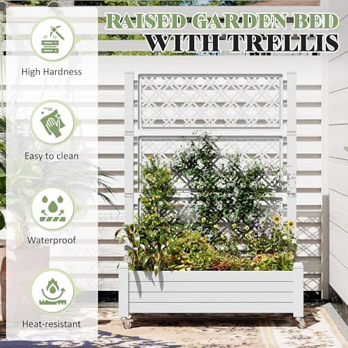 Trellis Raised Garden Bed, Self-Watering Planter Box, Ashen - Image 4