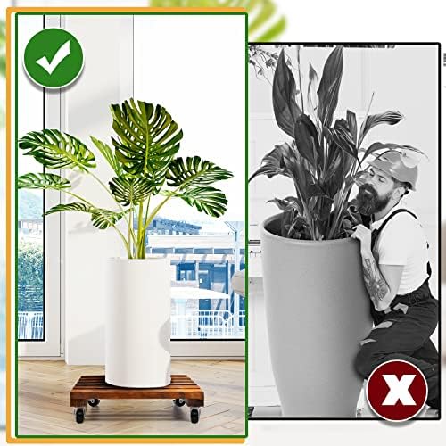 Taiyin 2 Pack 16 Inch Wooden Plant Stand with Lockable Wheels 220 Lbs Heavy Duty Plant Stand with Casters Strong Roller Dolly Base for Outdoor Indoor - Image 5