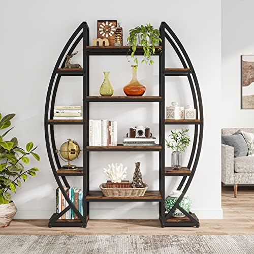 Tribesigns Curved Plant Stand Indoor, 8 Tiered Large Metal Plant Shelf, 69" Tall Industrial Flower Pot Stand Display Rack for Indoor Living Room, Balcony, Patio (Brown) - Image 4