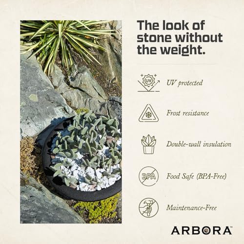 ARBORA 21" Santorini Bowl Planter - Lightweight Polyresin Outdoor Plant Pot - Image 5